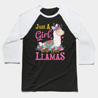 Just A Girl Who Loves Llamas Cute Lama Baseball T-Shirt